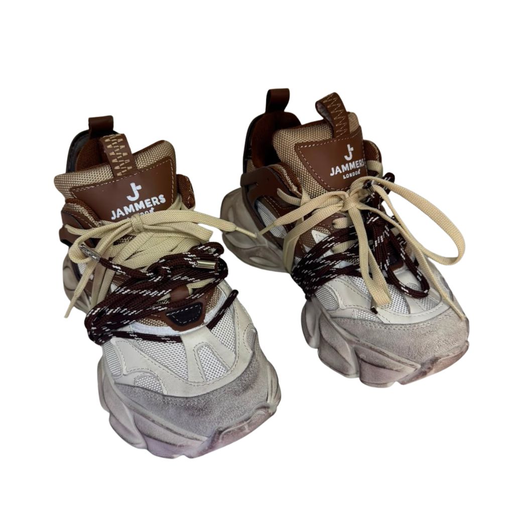 Sneaker Jammers London chunky beige e cuoio