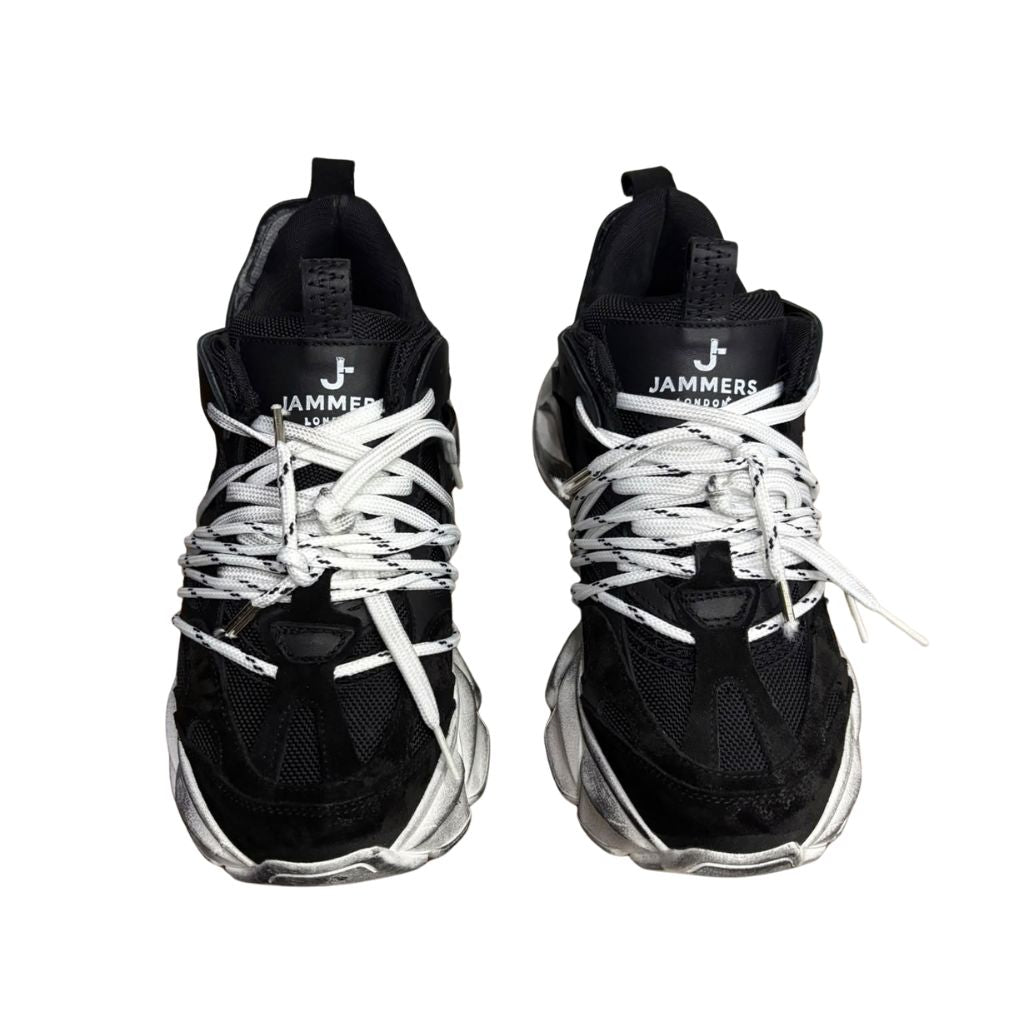 Sneaker Jammers London nera con suola chunky argento metallizzata