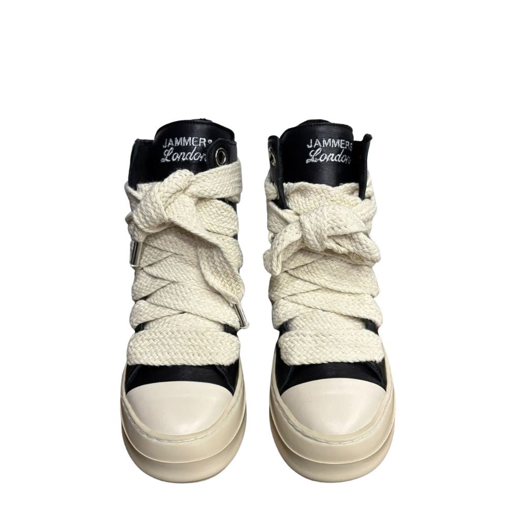 Sneaker alta Jammers London nera in pelle con maxi lacci