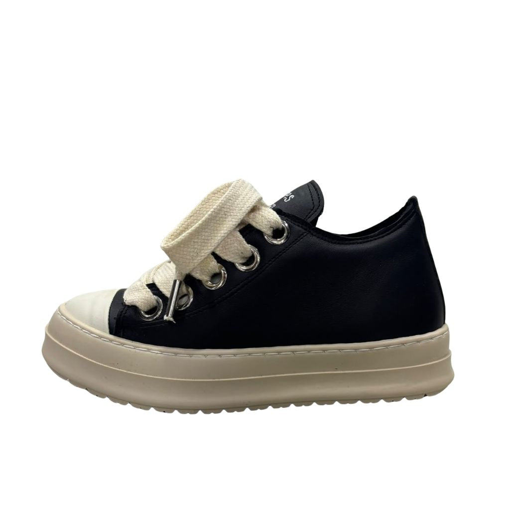 Sneaker Jammers London nera in vera pelle con maxi lacci beige