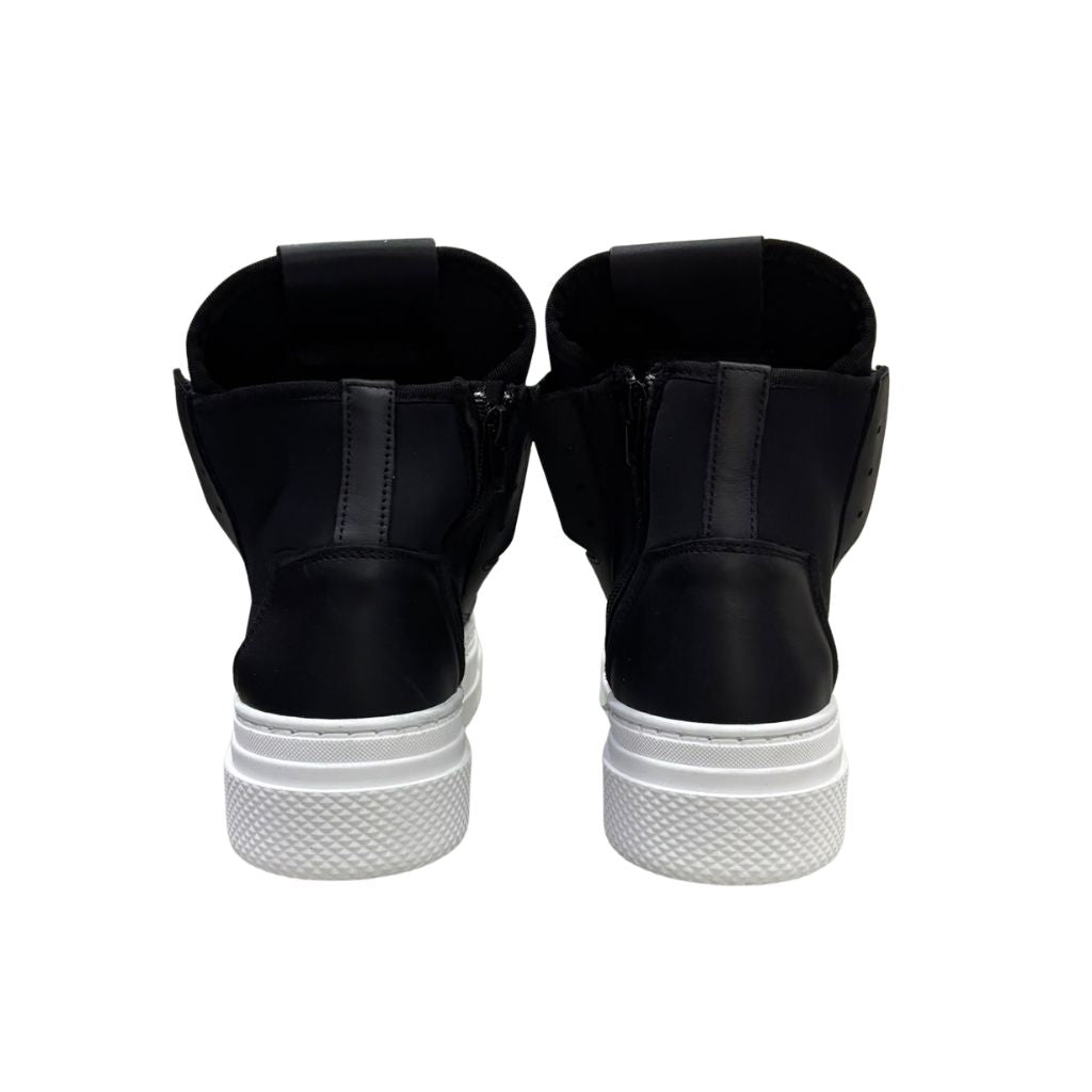 Sneaker alta Jammers London nera con doppia zip e punta bianca