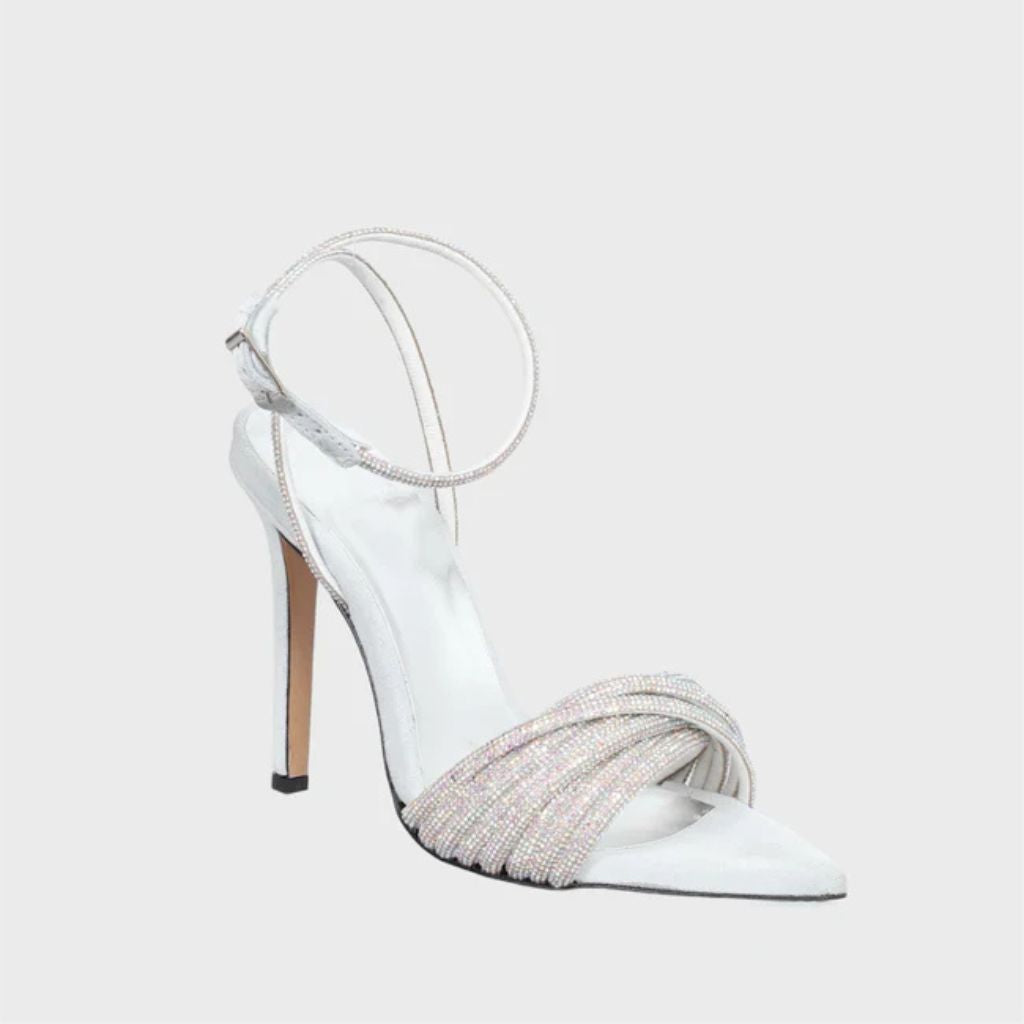 Sandalo gioiello da donna Lia Diva in camoscio bianco