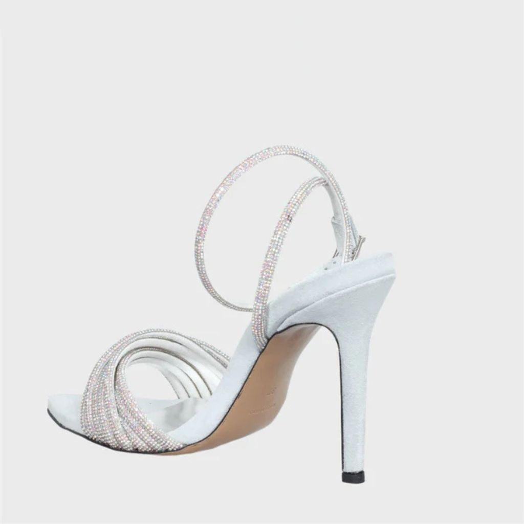 Sandalo gioiello da donna Lia Diva in camoscio bianco