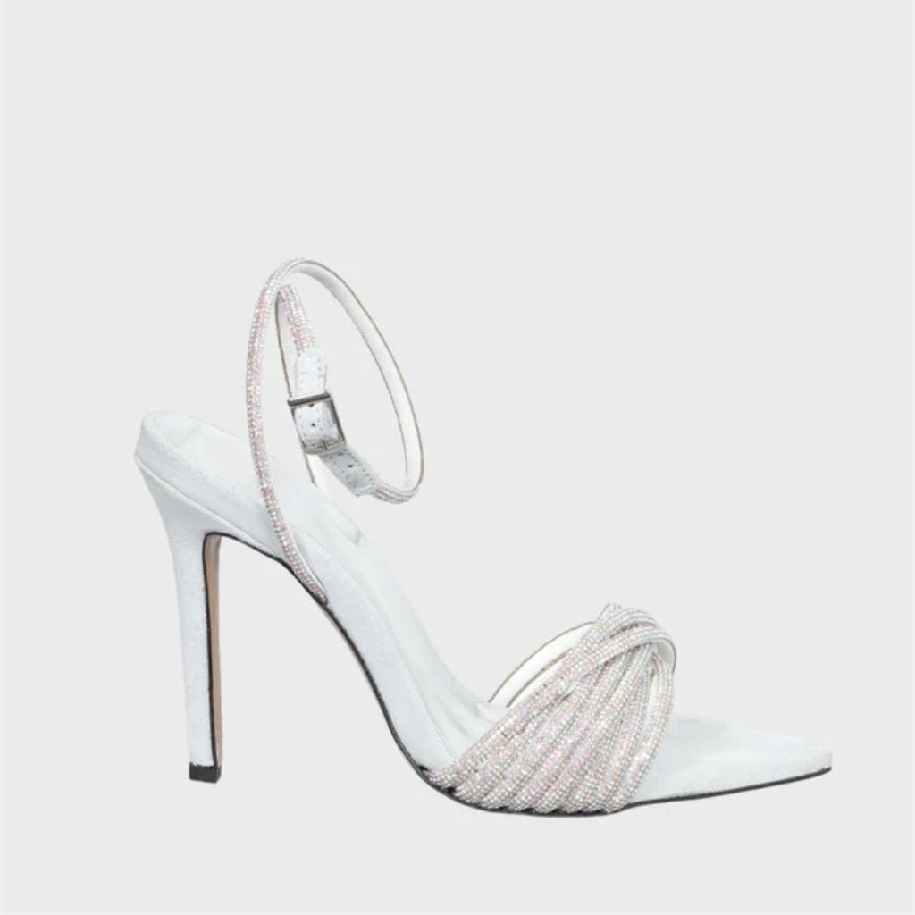 Sandalo gioiello da donna Lia Diva in camoscio bianco
