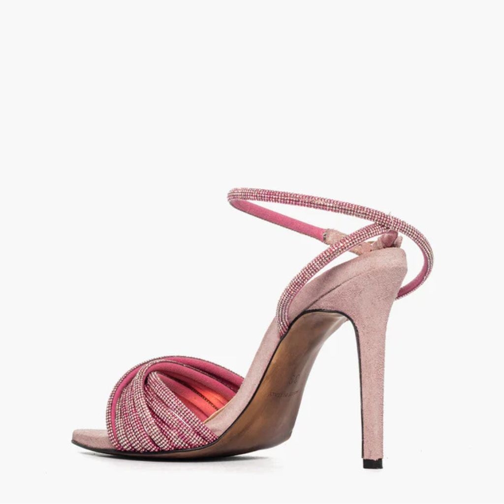 Sandalo gioiello da donna Lia Diva in camoscio rosa