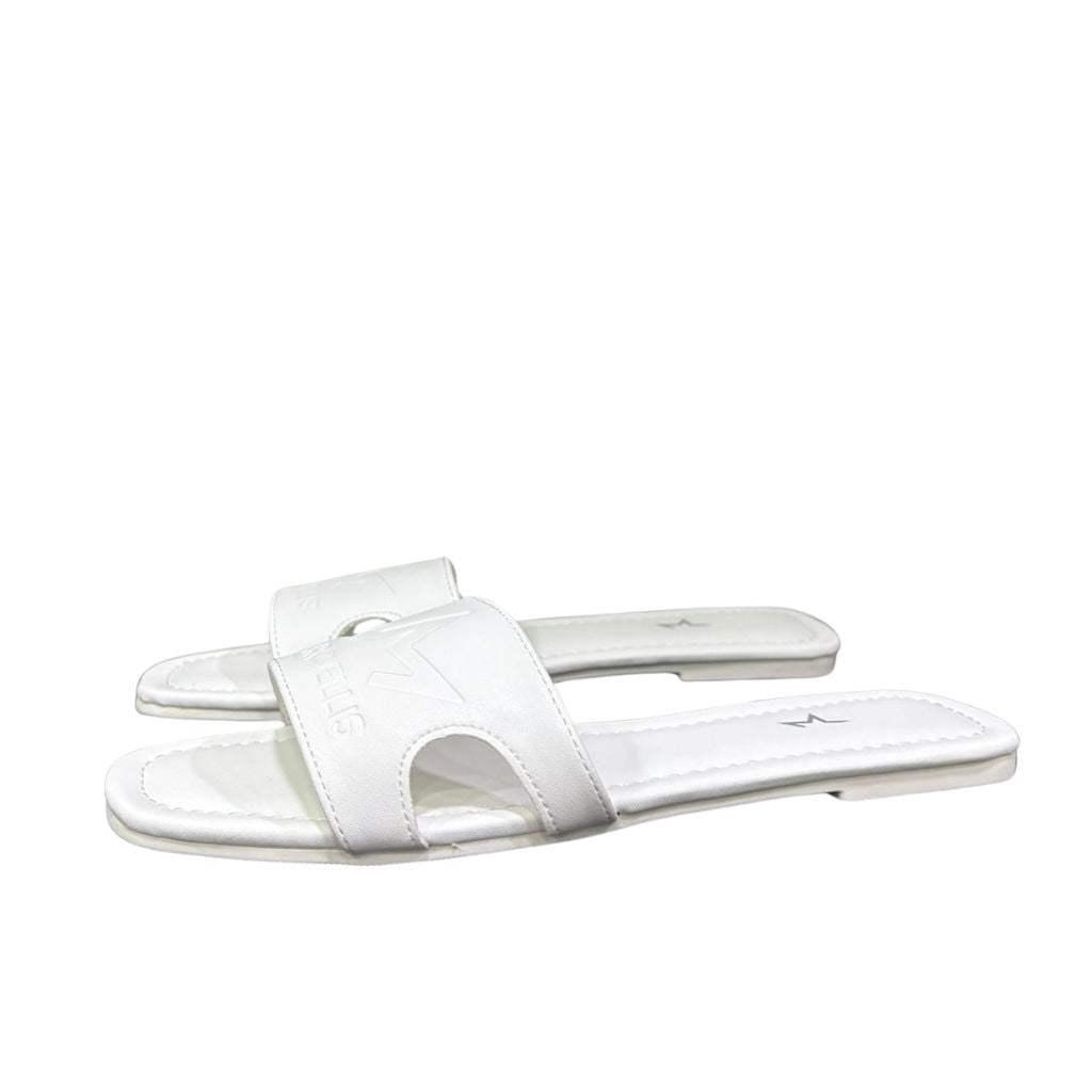Ciabattine flat Marc Ellis C150 ecopelle bianca con fascia cut-out laterale
