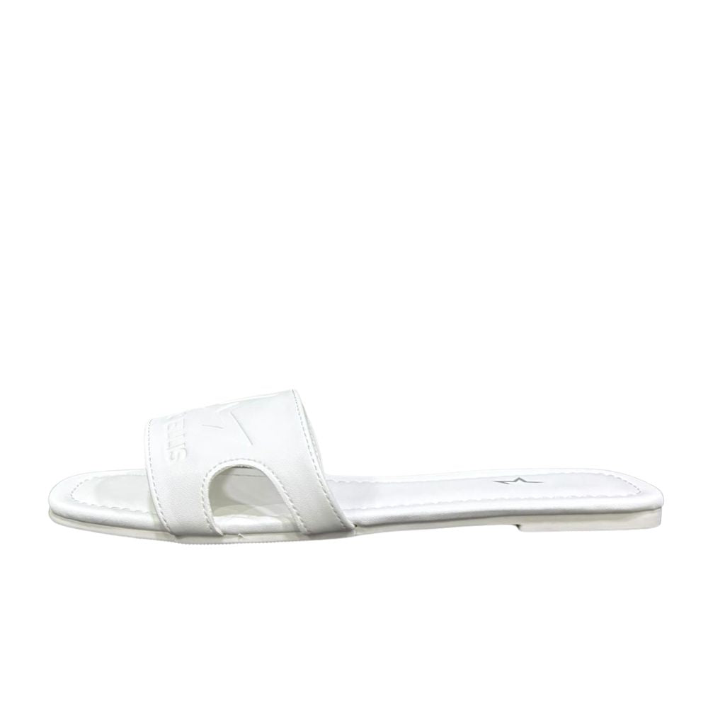 Ciabattine flat Marc Ellis C150 ecopelle bianca con fascia cut-out laterale