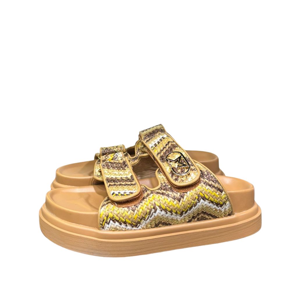 Sandali platform donna doppia fascia cuoio