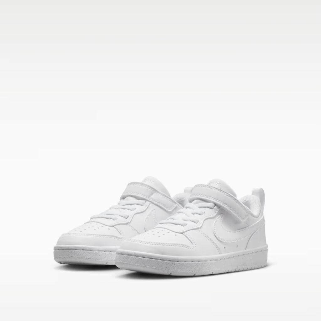 Sneakers Nike Court Borough bianche da bambino con strappo e lacci elastici