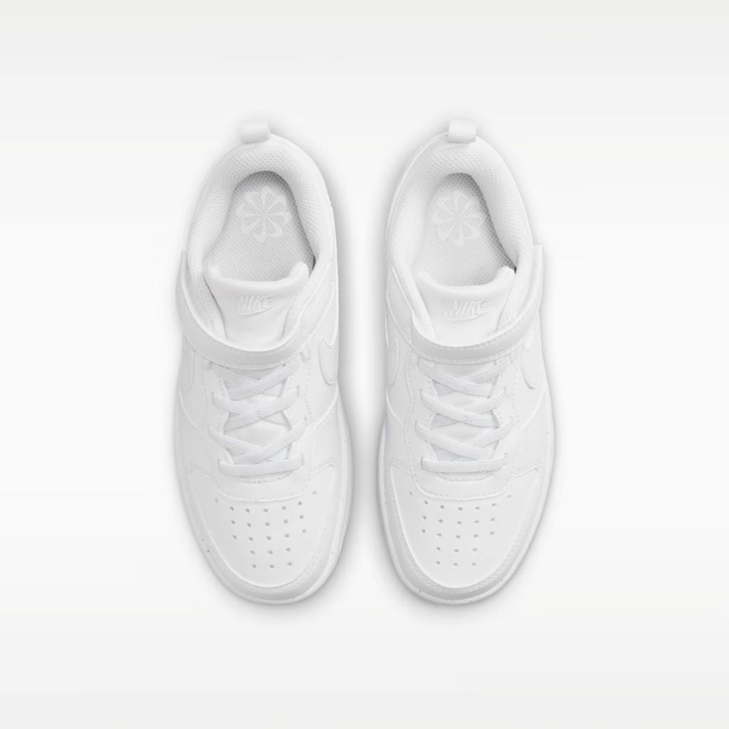 Sneakers Nike Court Borough bianche da bambino con strappo e lacci elastici