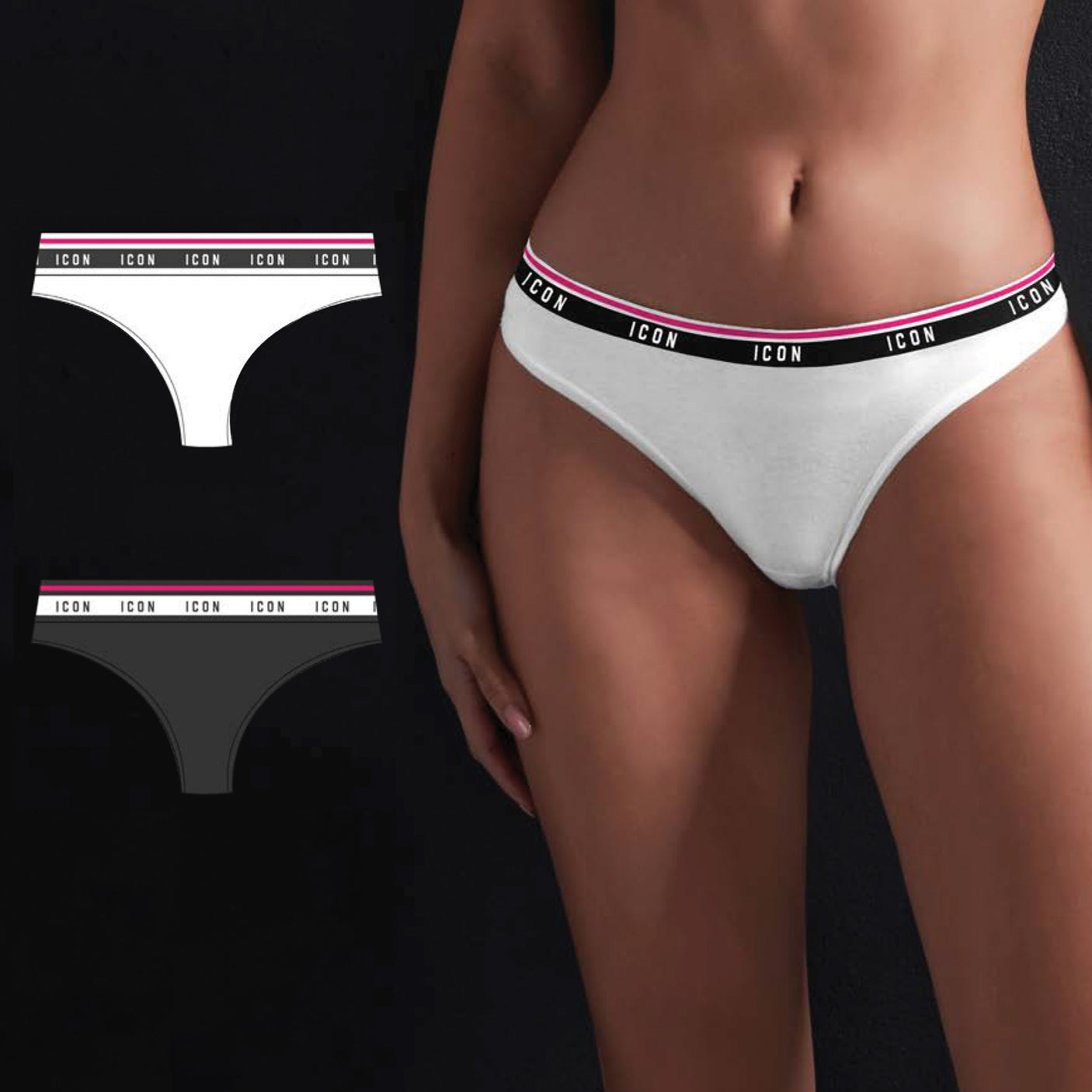 ICON Slip Brasiliana Nero Righino Fuxia 47366