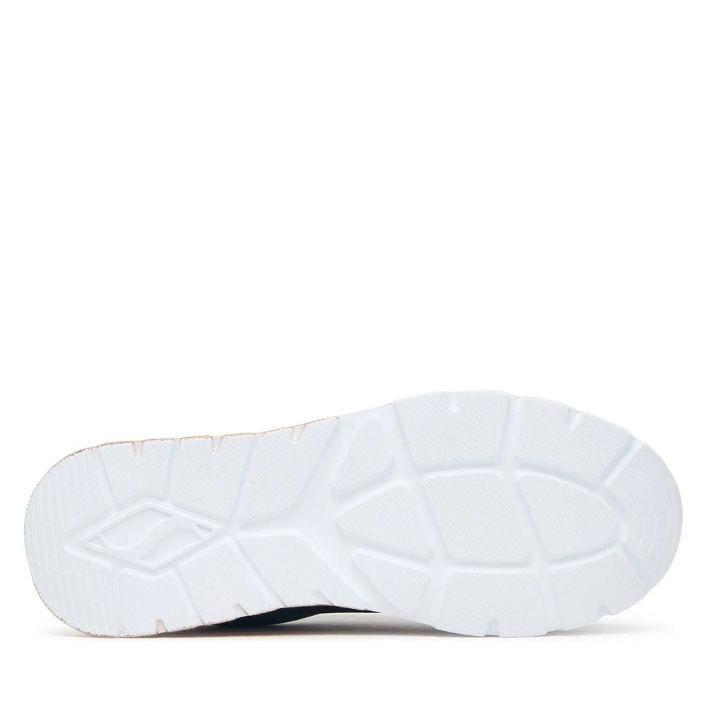Sneaker Skechers Uno Lite nera con lacci leopardati, vista laterale