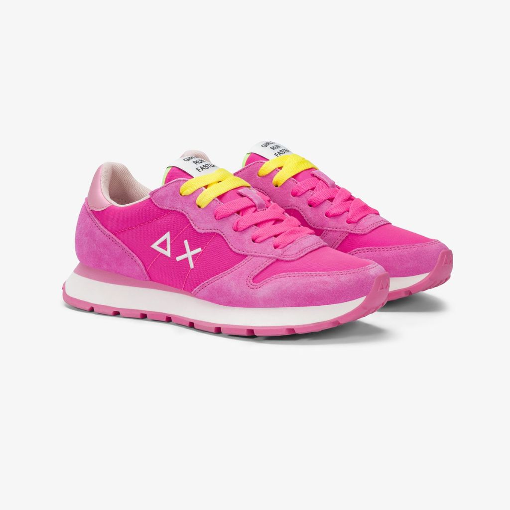 Sneaker Sun68 Ally Solid fucsia donna - mesh con riporti scamosciati, logo bianco e laccio intercambiabile
