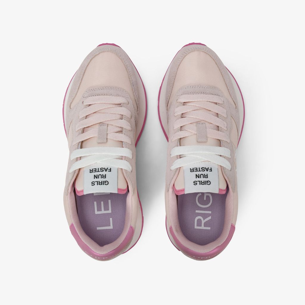 Sneaker Sun68 Ally Solid rosa donna - mesh con riporti scamosciati, logo bianco e laccio intercambiabile