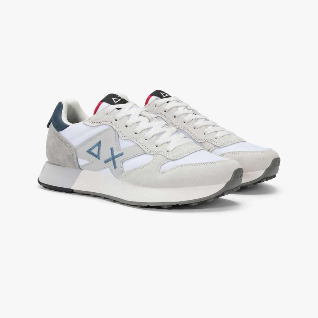 Sneaker Sun68 Jaki 2.0 Solid blu uomo - mesh con riporti scamosciati grigi e logo laterale