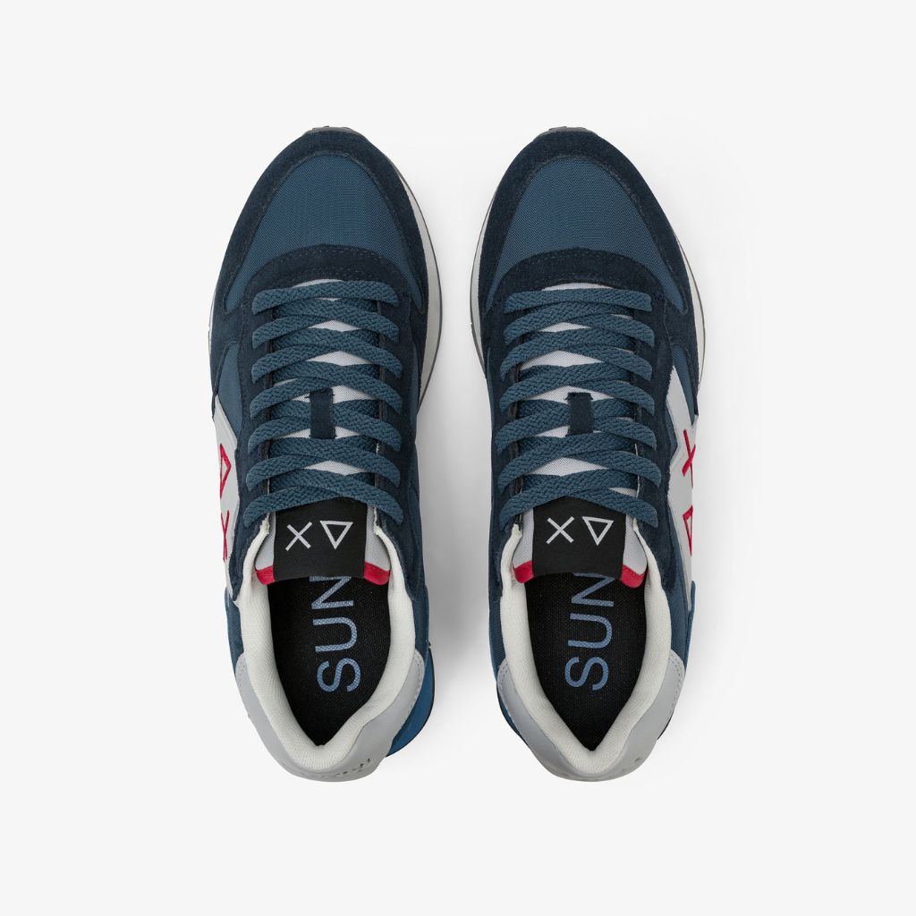 Sneaker Sun68 Jaki 2.0 Solid blu uomo - mesh con riporti scamosciati grigi e logo laterale