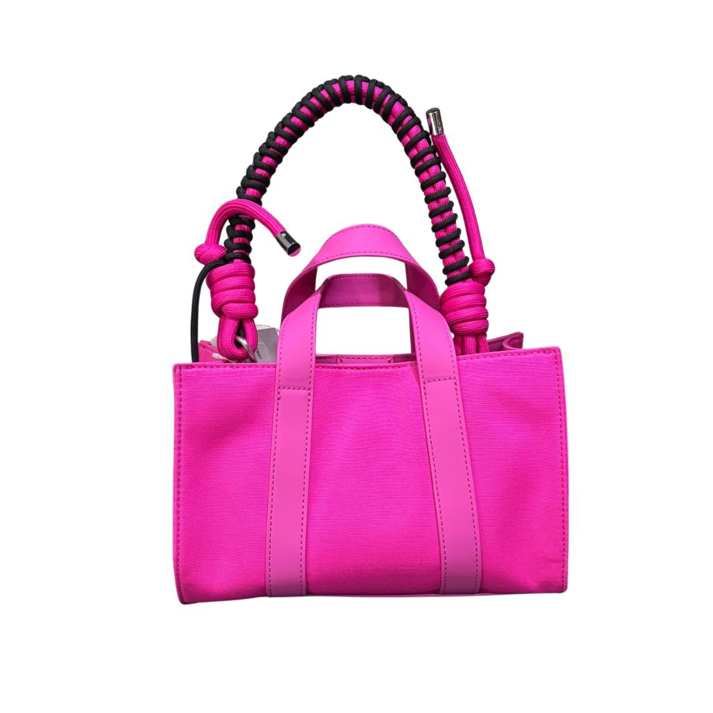 Borsa Sun68 Mini Bag Everyday fuxia in poliestere con chiusura a sacchetto, tracolla colorata intercambiabile, manico corto e portachiavi coordinato.