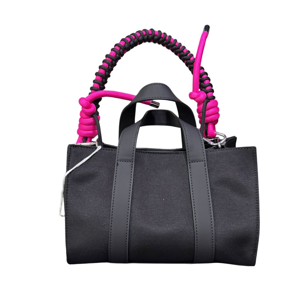 Borsa Sun68 Mini Bag Everyday nero in poliestere con chiusura a sacchetto, tracolla colorata intercambiabile, manico corto e portachiavi coordinato.