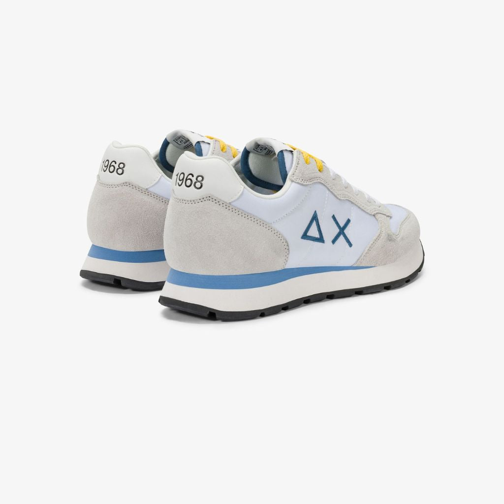 Sneaker Sun68 Tom Solid bianca uomo - pelle con riporti scamosciati e logo laterale