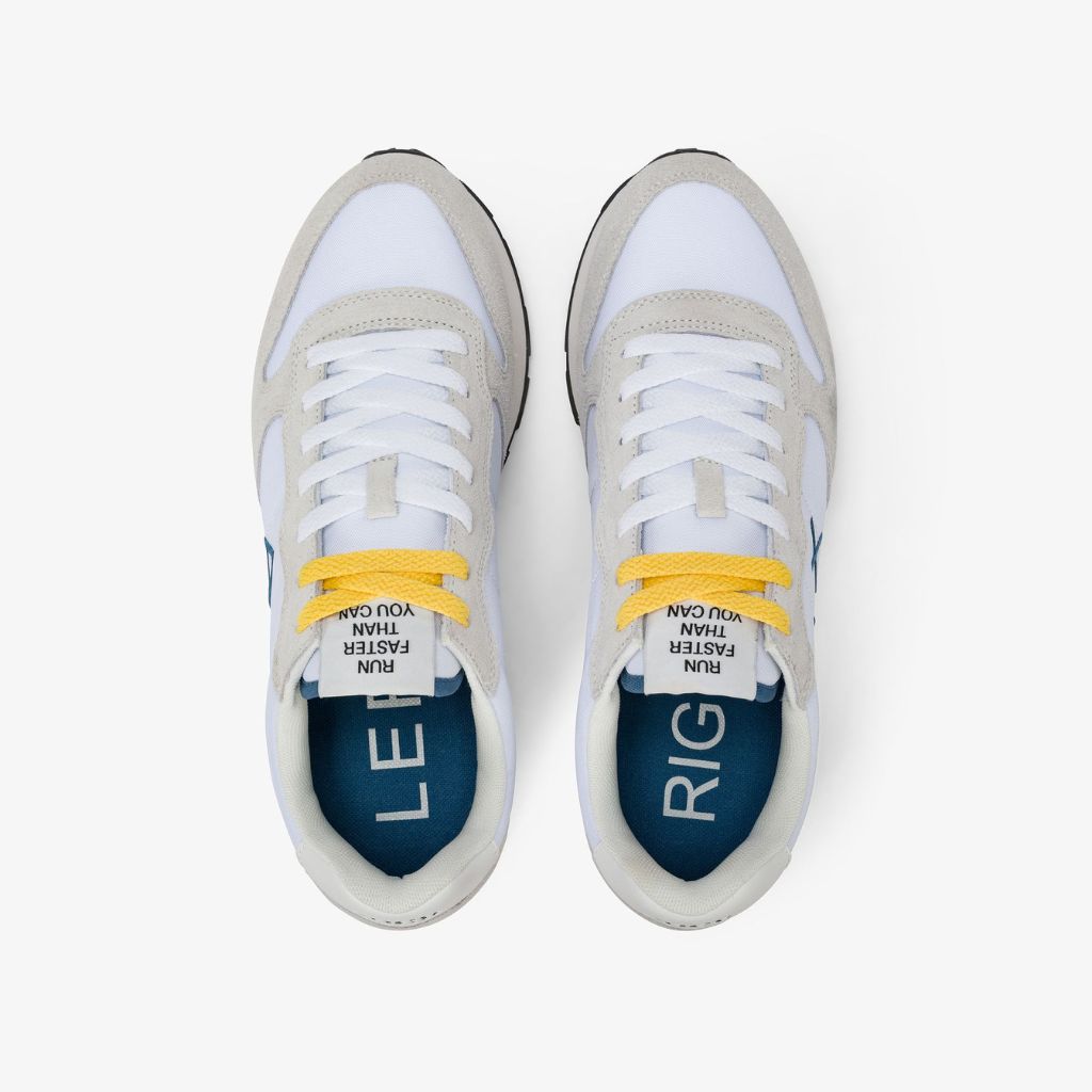 Sneaker Sun68 Tom Solid bianca uomo - pelle con riporti scamosciati e logo laterale