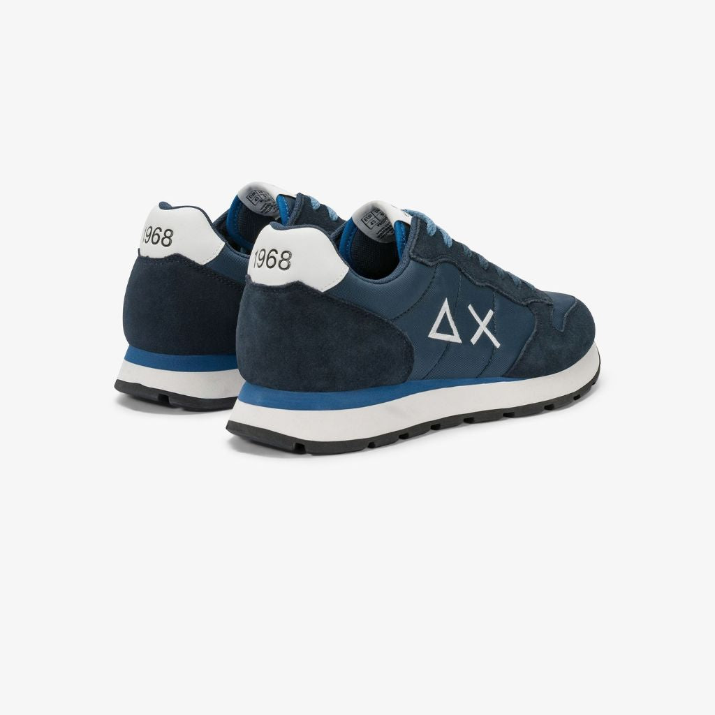 Sneaker Sun68 Tom Solid blu uomo - pelle con riporti scamosciati e logo laterale