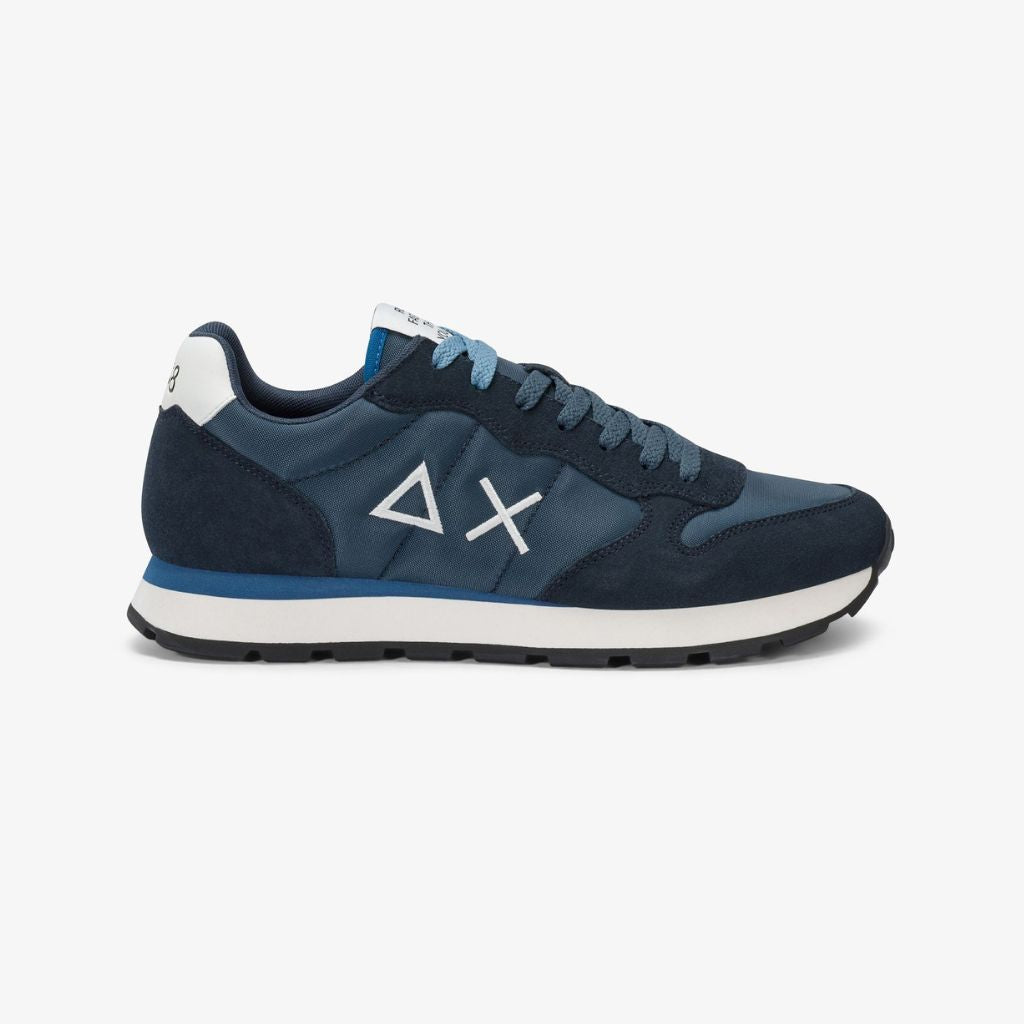 Sneaker Sun68 Tom Solid blu uomo - pelle con riporti scamosciati e logo laterale