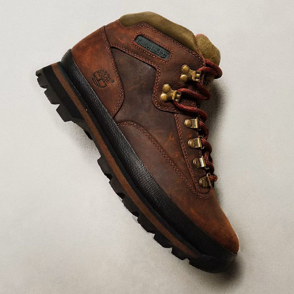 Scarponcino Timberland Euro Hiker marrone con collo verde