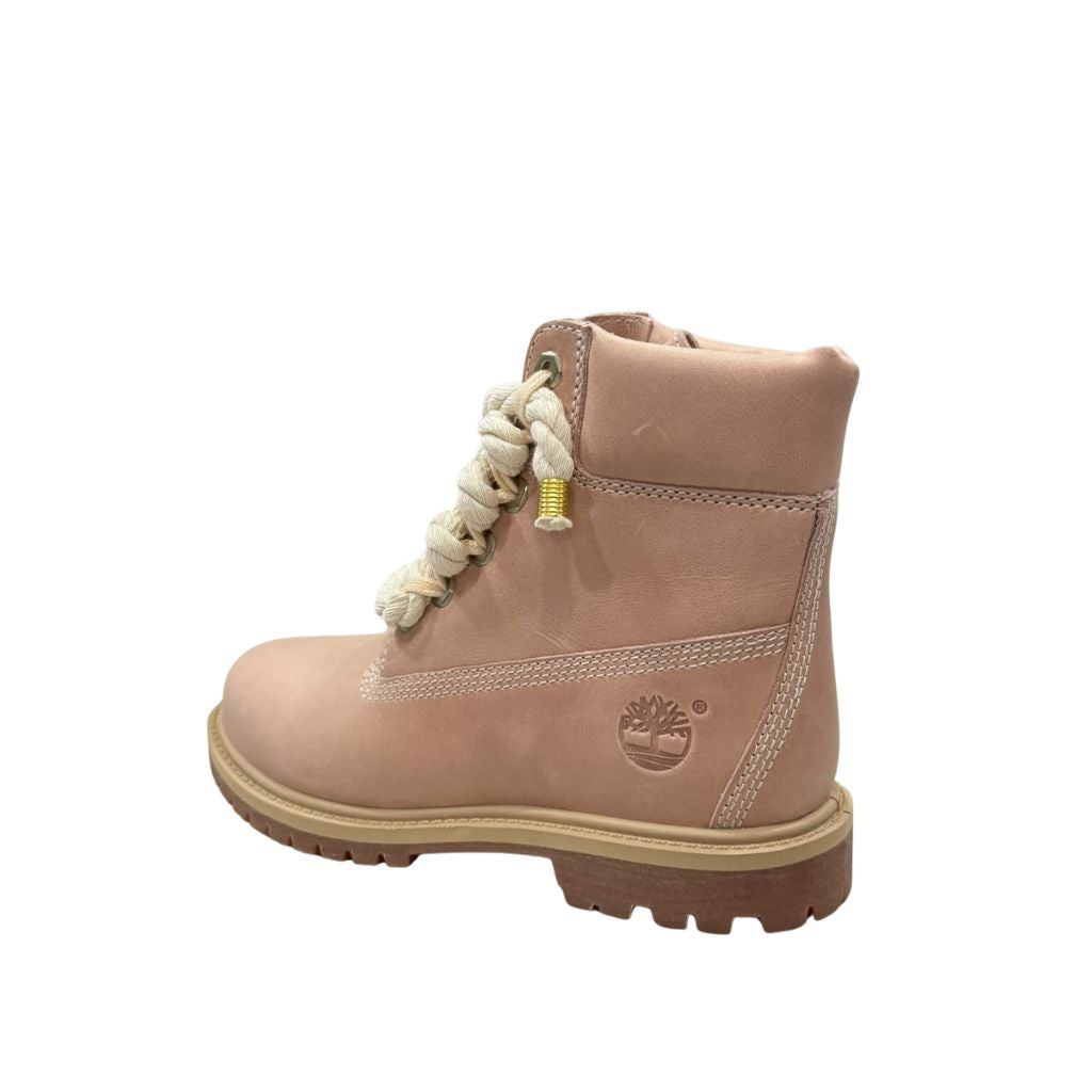 Stivale Timberland rosa con maxi lacci in corda écru
