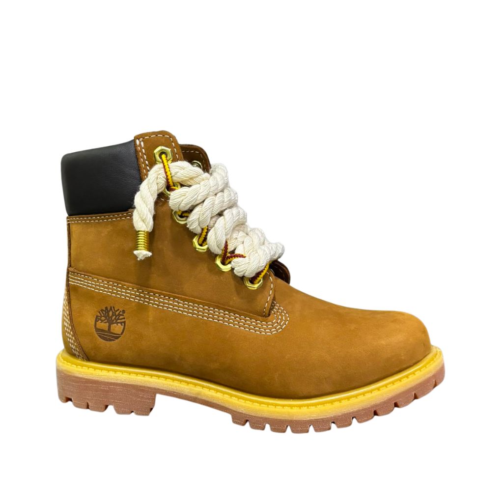 Stivale Timberland wheat con lacci in corda intrecciata panna