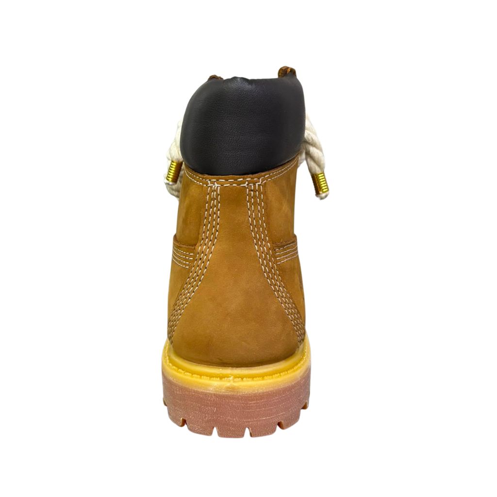 Stivale Timberland wheat con lacci in corda intrecciata panna