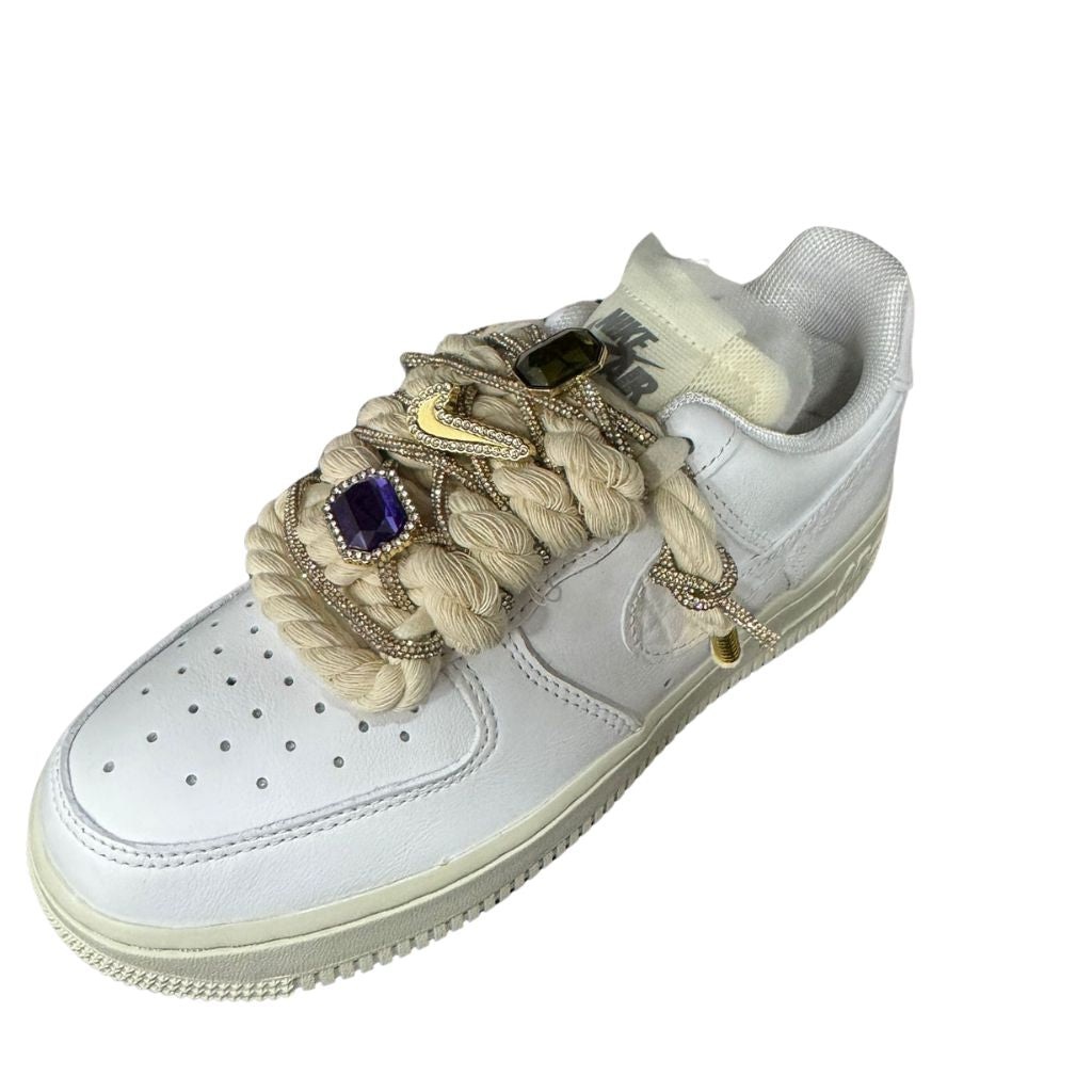 Nike Air Force 1 Low Prm Jewels White Corda e Brillantini Dn5463 100