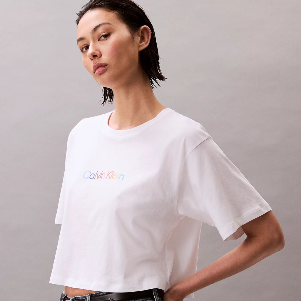 Calvin Klein T-shirt Crop White LV00QS7470 100