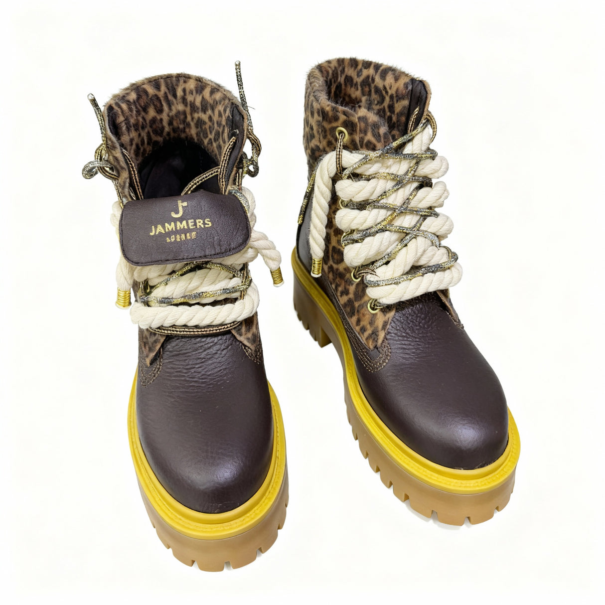 Jammers London Platform Stone Street Dark Brown Leopard Corda e Brillantini