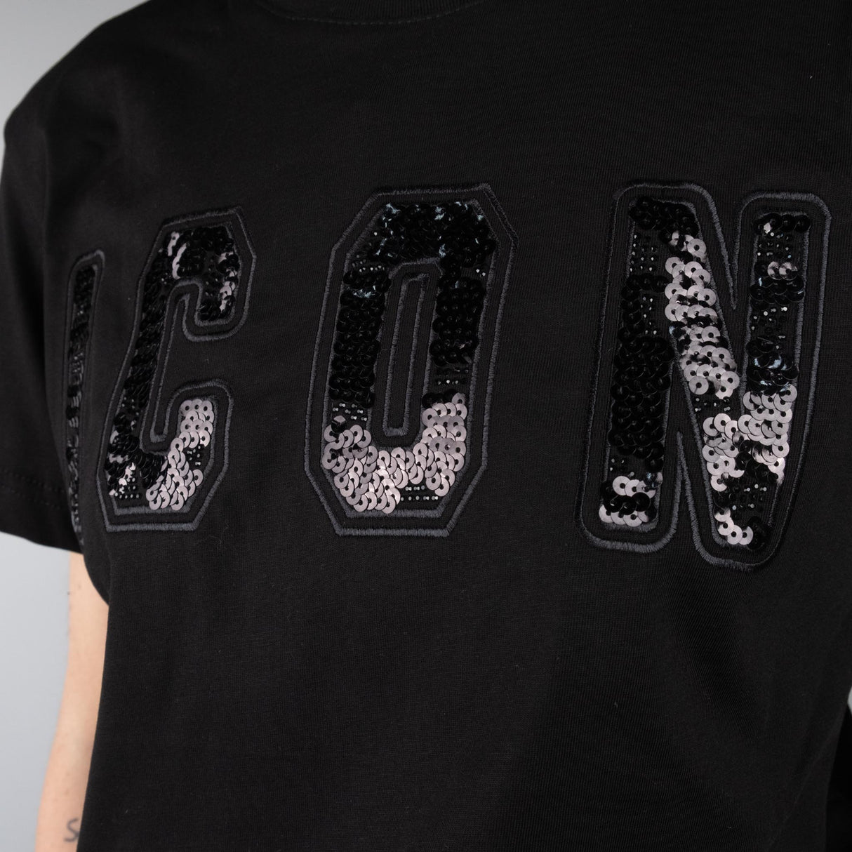 ICON T-shirt Logo Paillette Nero ICDF2W6T011