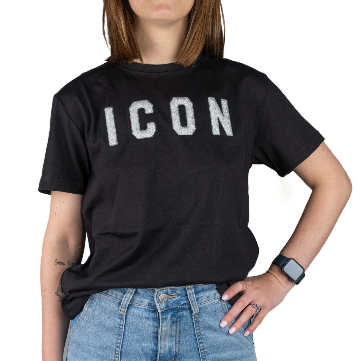 ICON T-shirt Logo Glitter Nero ICDF2W6T009