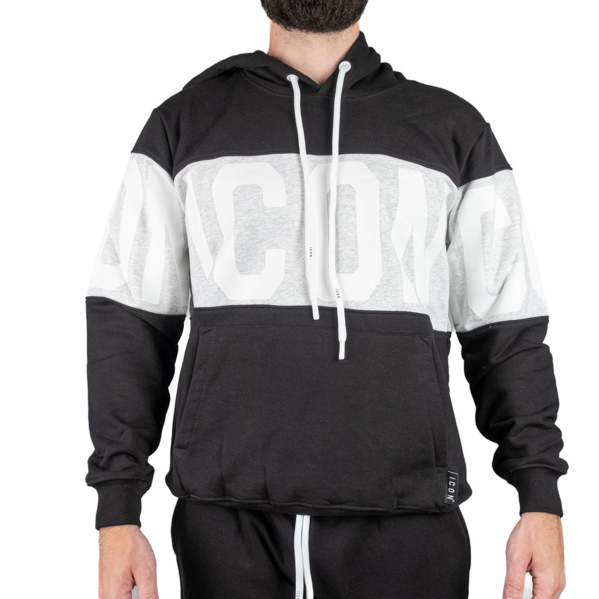 ICON Felpa Con Cappuccio Nero / Grigio ICUF2W6F010