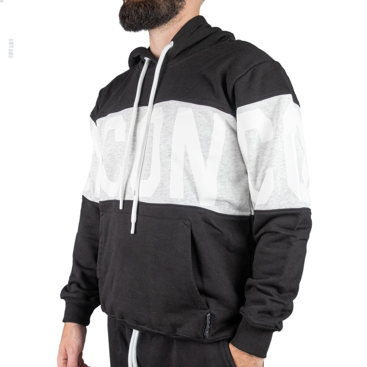 ICON Felpa Con Cappuccio Nero / Grigio ICUF2W6F010