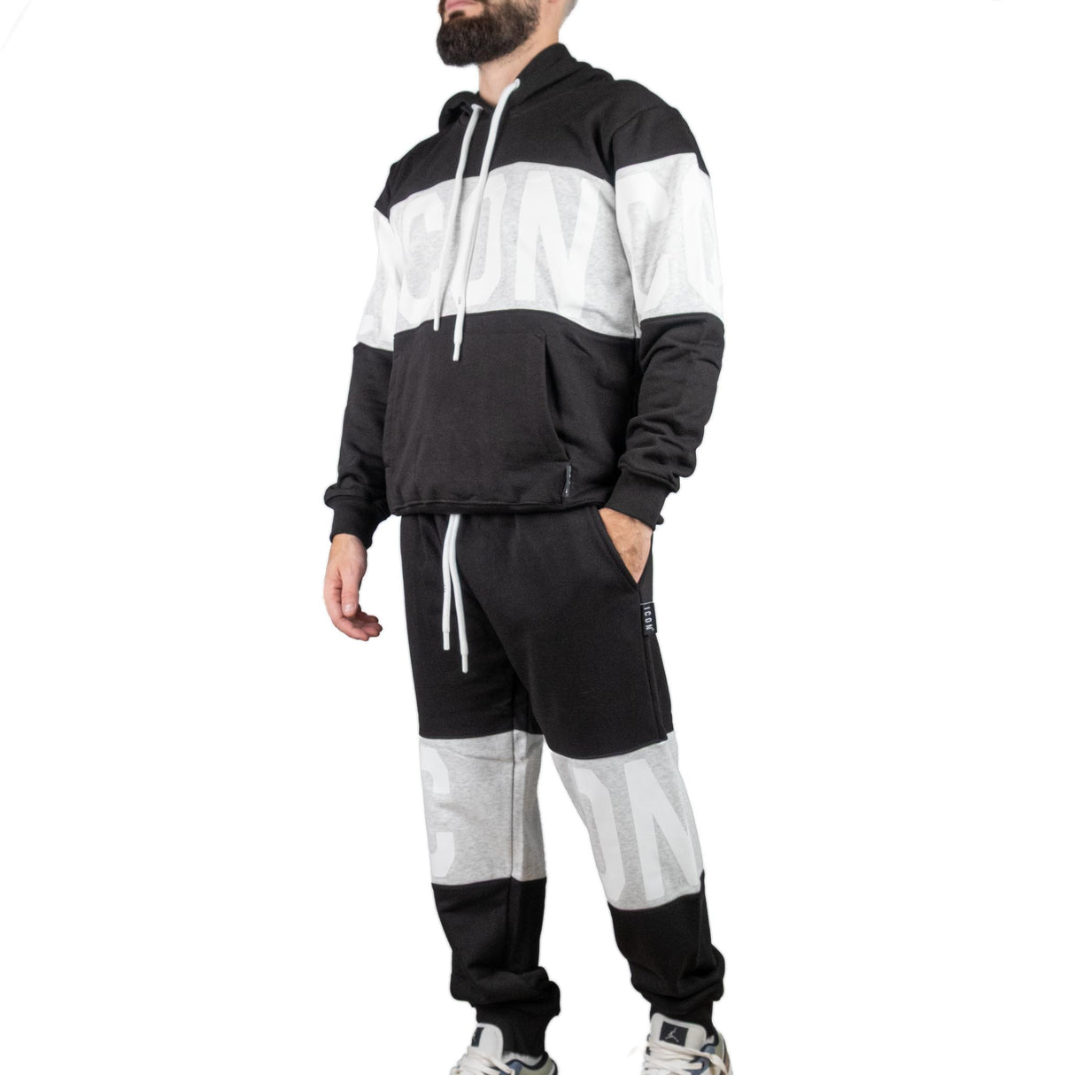 ICON Felpa Con Cappuccio Nero / Grigio ICUF2W6F010