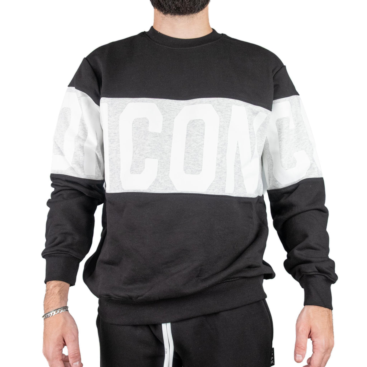 ICON Felpa Girocollo Nero / Grigio ICUF2W6F011