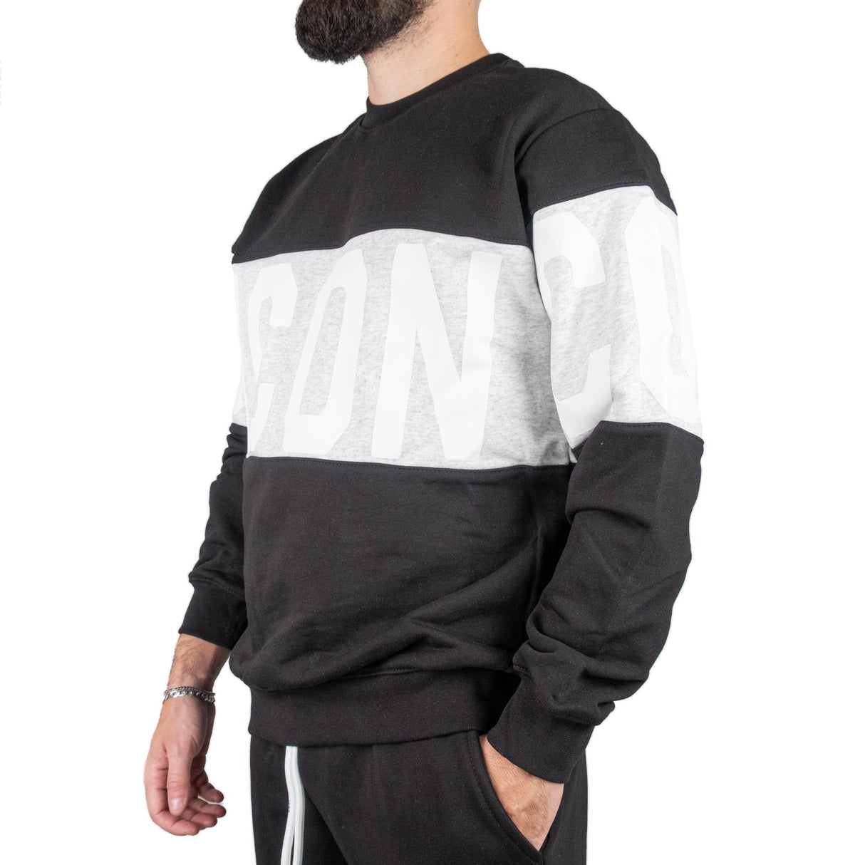 ICON Felpa Girocollo Nero / Grigio ICUF2W6F011