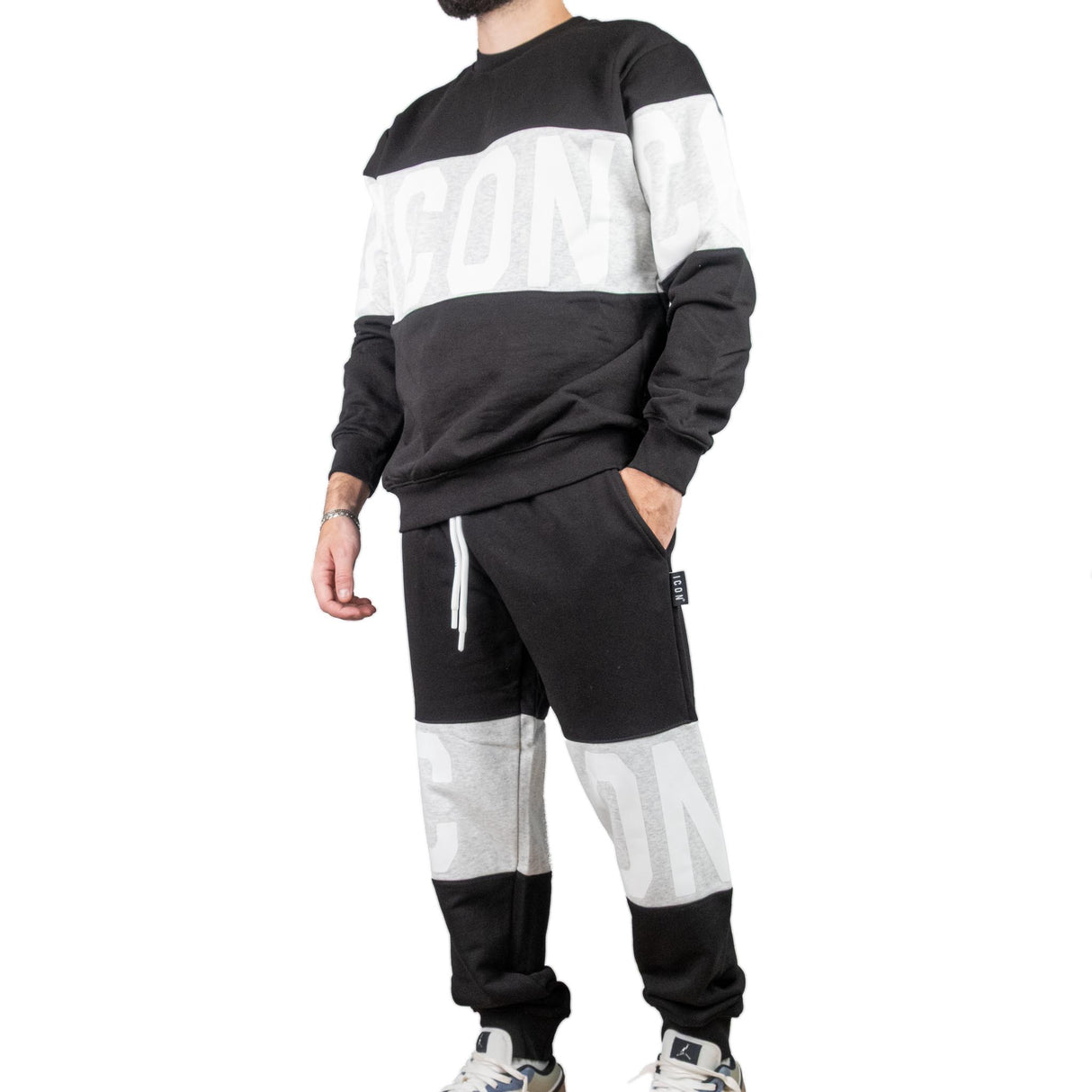 ICON Felpa Girocollo Nero / Grigio ICUF2W6F011