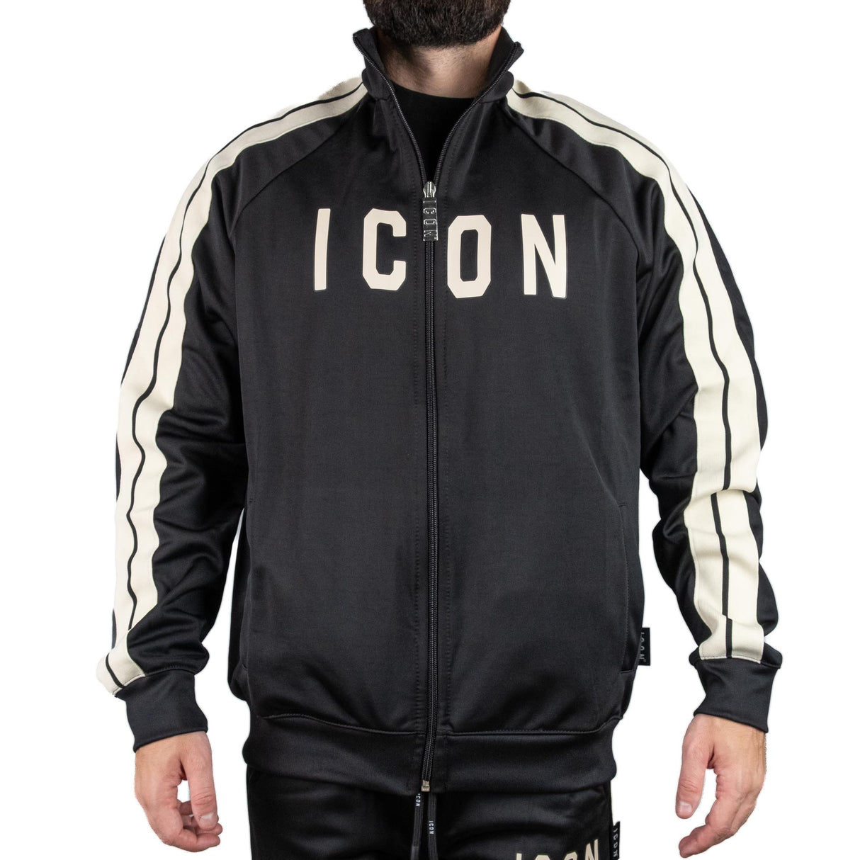 ICON Felpa Zip Nero / Crema ICUF2W6F025