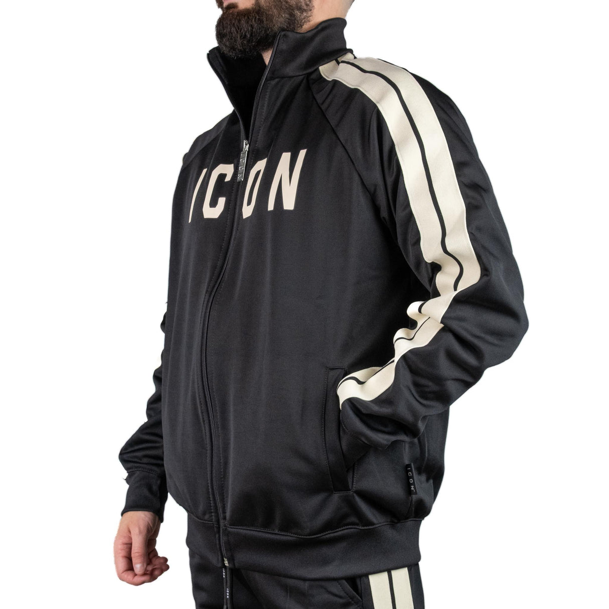 ICON Felpa Zip Nero / Crema ICUF2W6F025