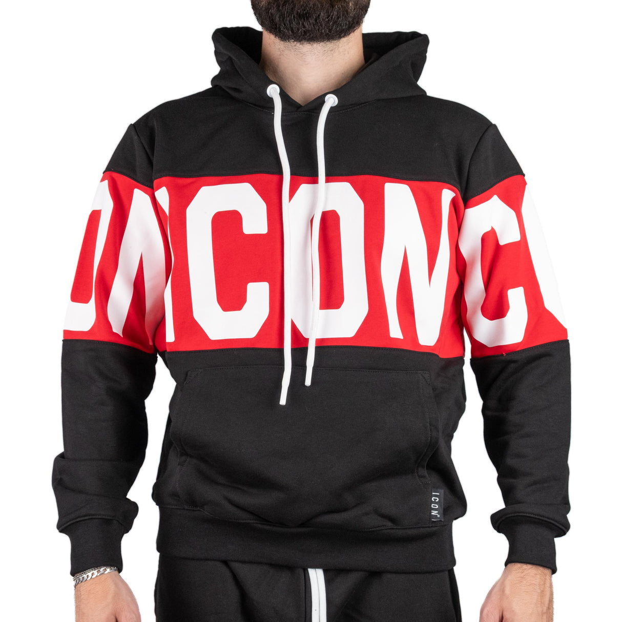 ICON Felpa Con Cappuccio Nero / Rosso ICUF2W6F010