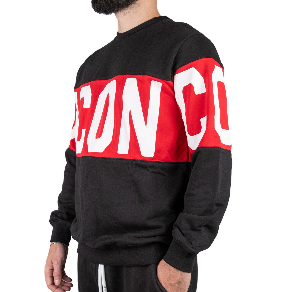 ICON Felpa Girocollo Nero / Rosso ICUF2W6F011