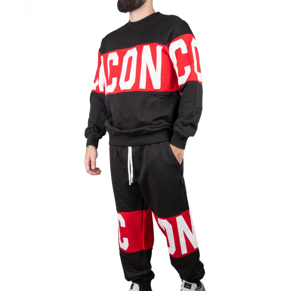 ICON Felpa Girocollo Nero / Rosso ICUF2W6F011
