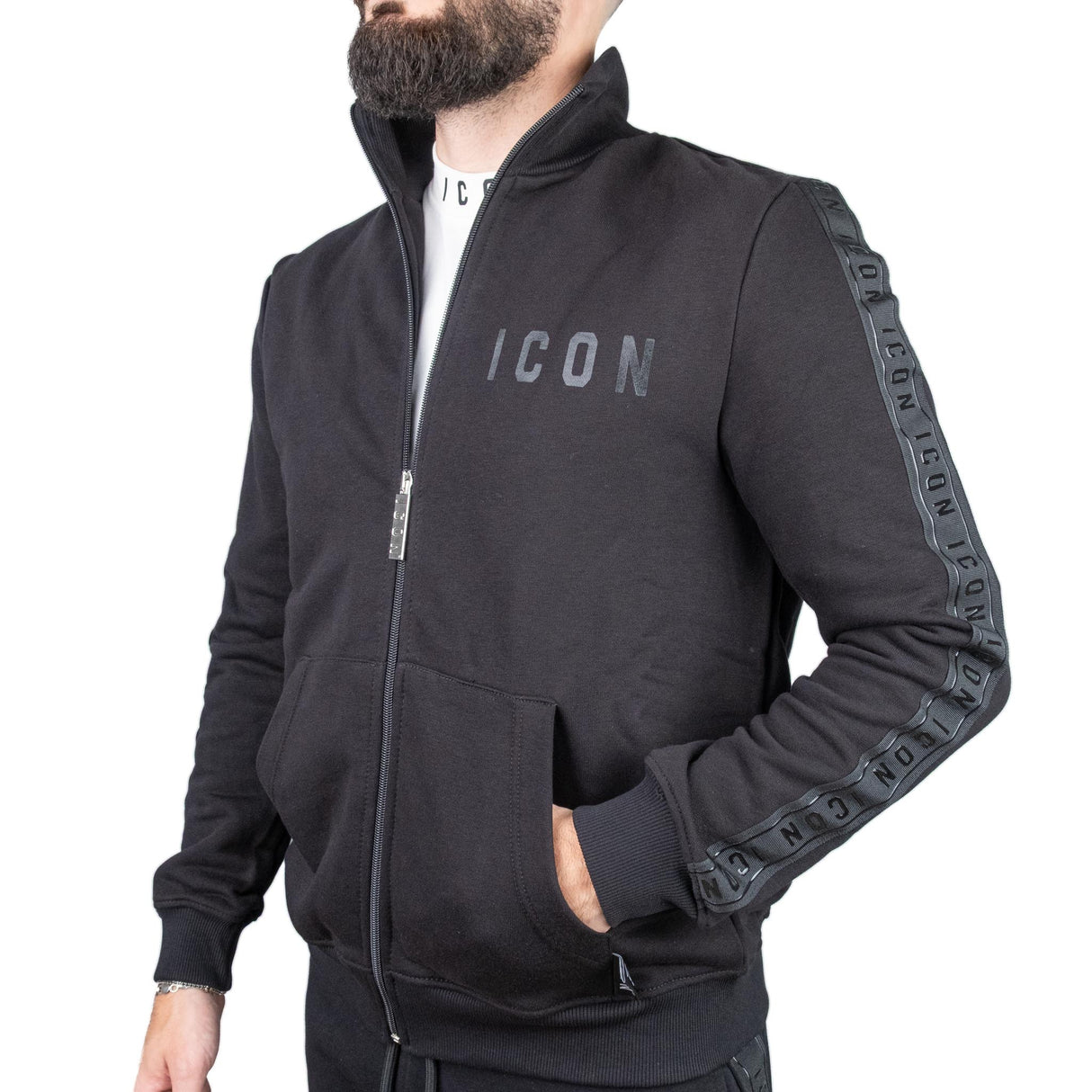 ICON Felpa Zip Nero / Nero ICUF2W6F058