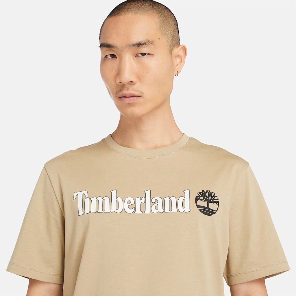 Timberland T-shirt con Logo Lineare Beige TB0A5UPQ DH4
