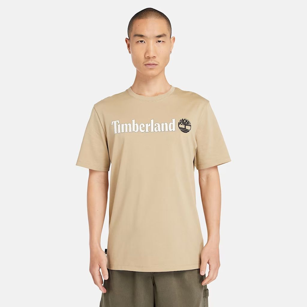Timberland T-shirt con Logo Lineare Beige TB0A5UPQ DH4