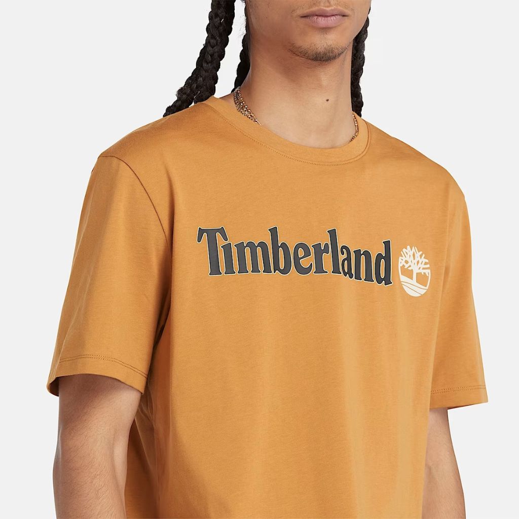 Timberland T-shirt con Logo Lineare Giallo TB0A5UPQ P47